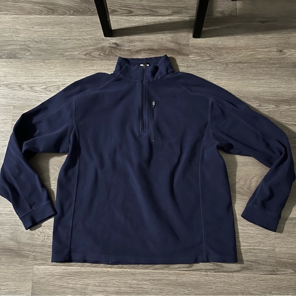 L.L. Bean Mens Navy Blue 1/4 Zip Fleece Pullover Sweatshirt Size Large - Picture 2 of 7